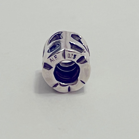 Retired Pandora Blue CZ Cut out Barrel Bead - Picture 4 of 5